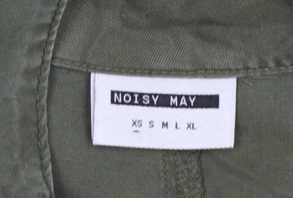 Noisy May Women Green Shirt Dress M Collared Belted Casual Utility