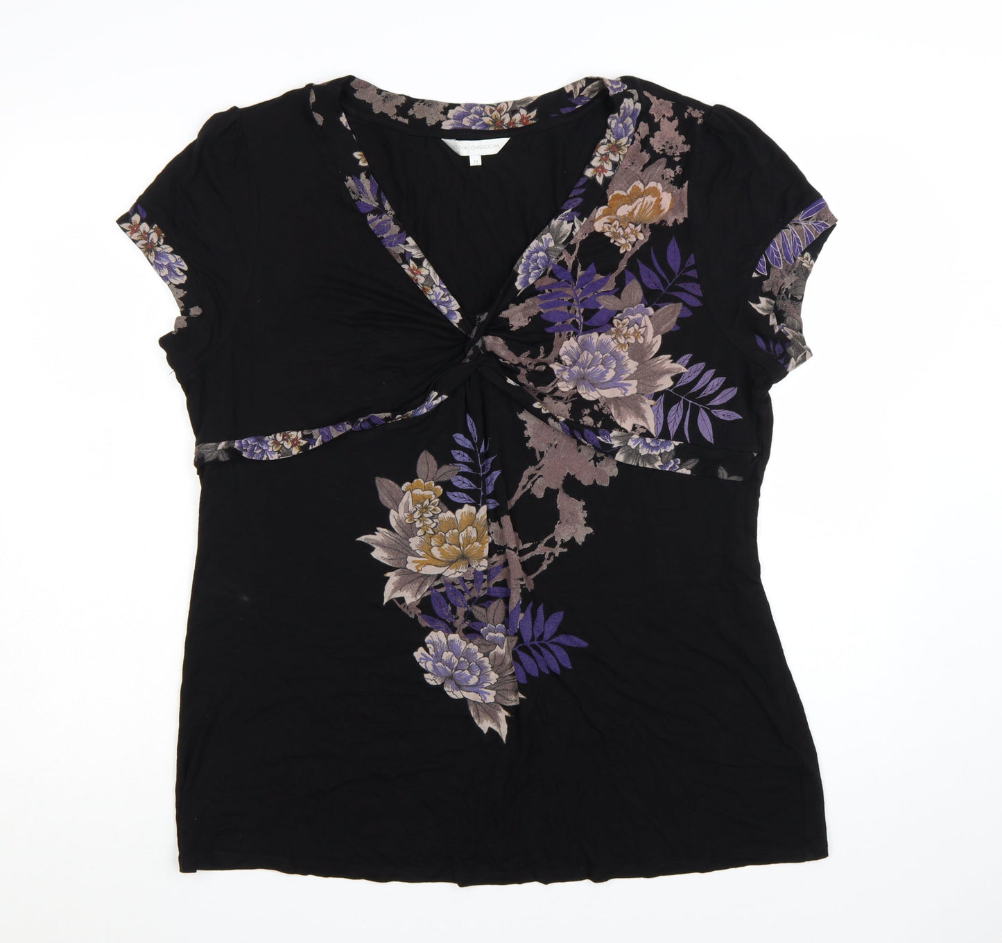 Rocha John Rocha Women's Black Floral Wrap Blouse Size 20