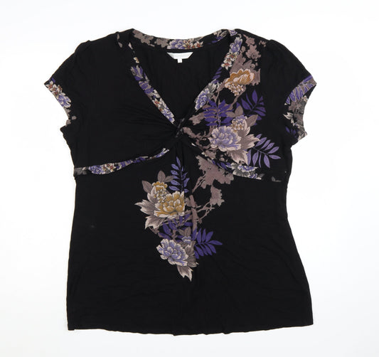 Rocha John Rocha Women's Black Floral Wrap Blouse Size 20
