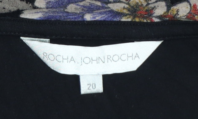 Rocha John Rocha Women's Black Floral Wrap Blouse Size 20