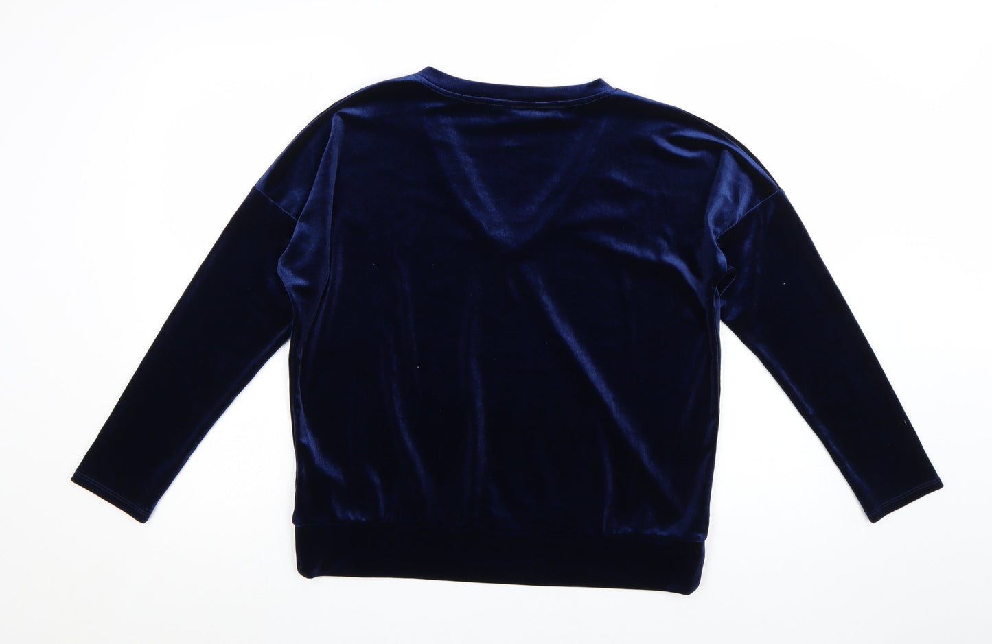 Part Two Women Blue Velvet V-Neck Long Sleeve Blouse M