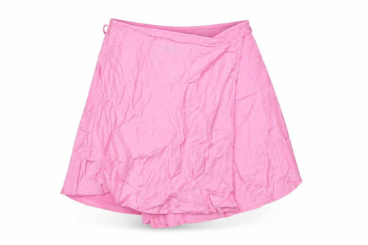 Zara Women Pink Wrap Short Skirt Size 8 Polyester Satin