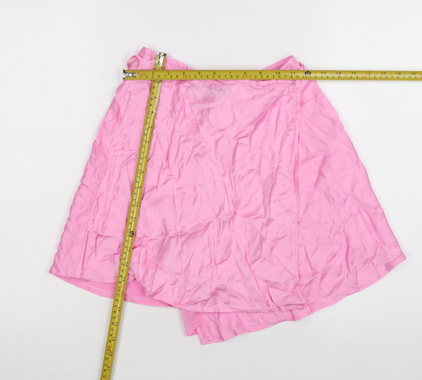 Zara Women Pink Wrap Short Skirt Size 8 Polyester Satin