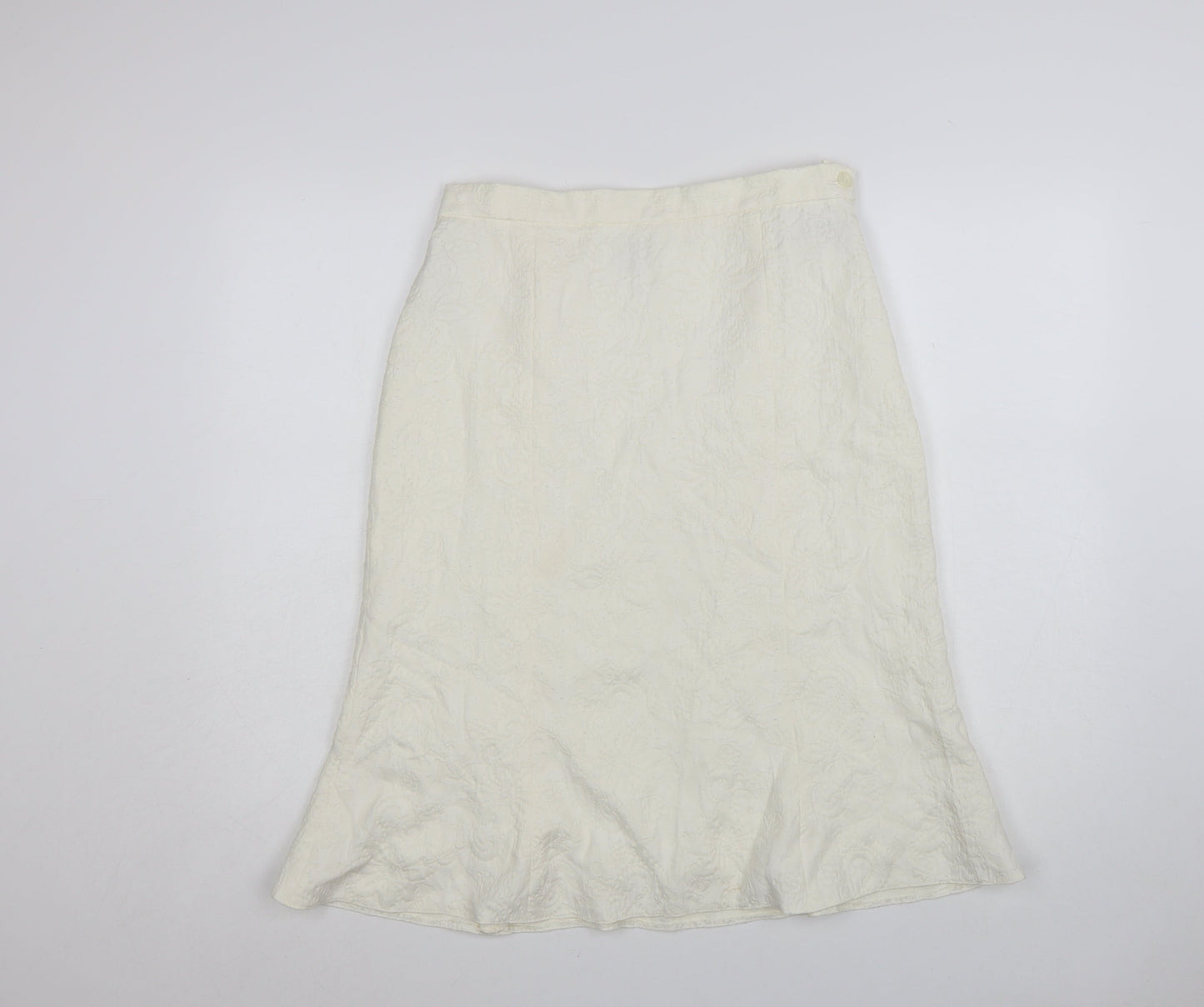 Roman Originals Women Ivory Floral A-Line Knee Length Skirt Size 12