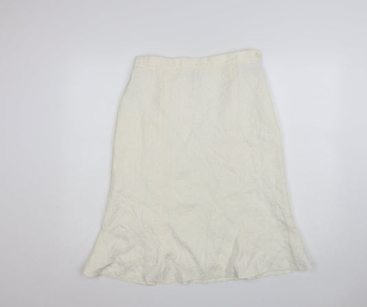 Roman Originals Women Ivory Floral A-Line Knee Length Skirt Size 12