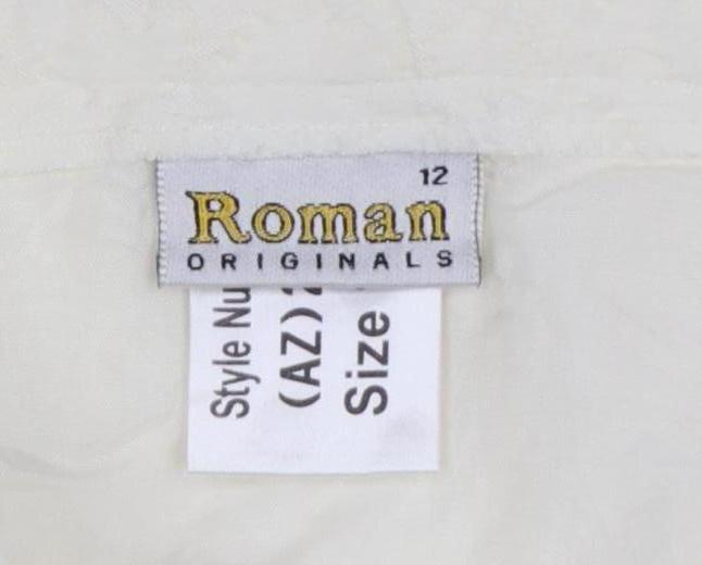 Roman Originals Women Ivory Floral A-Line Knee Length Skirt Size 12