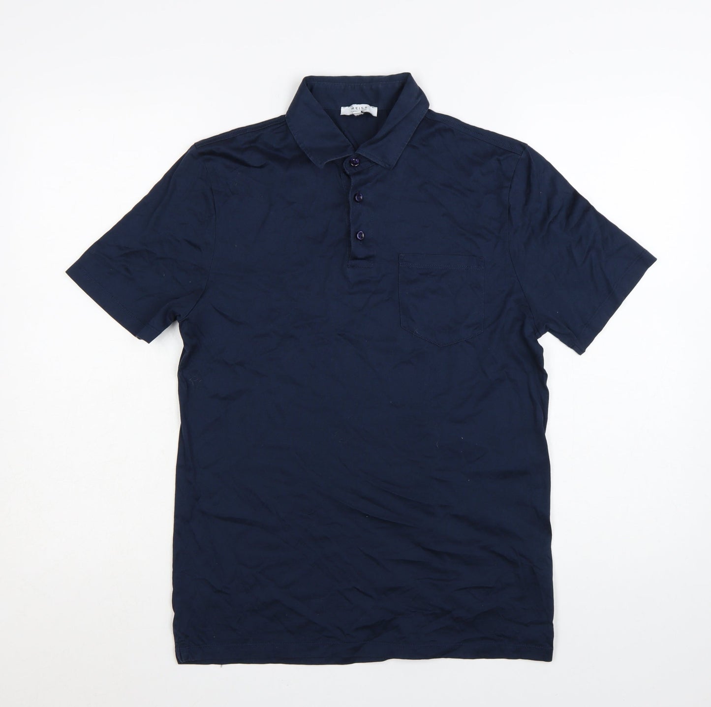 Reiss Men's Blue Egyptian Cotton Polo Shirt Size S Regular Fit
