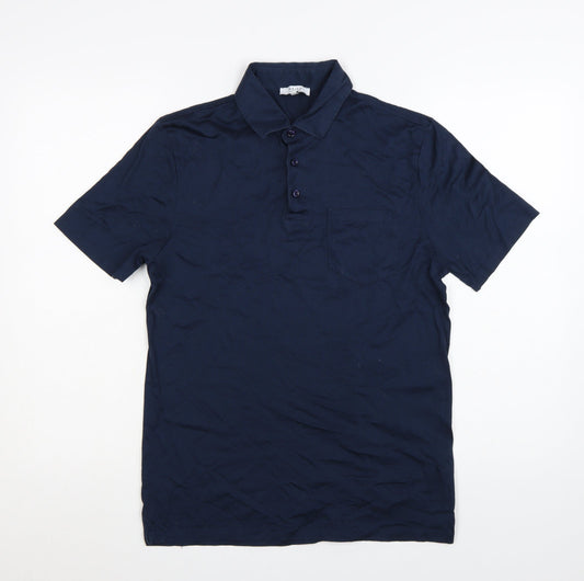 Reiss Men's Blue Egyptian Cotton Polo Shirt Size S Regular Fit