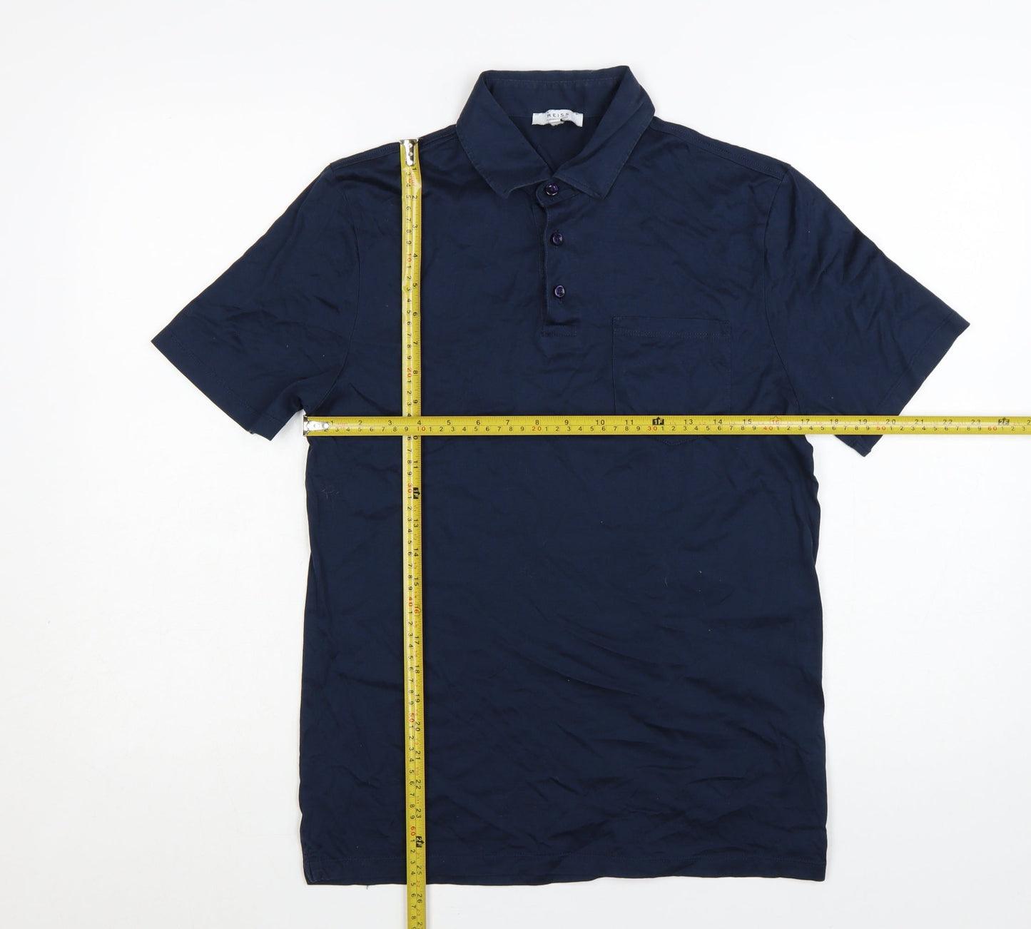 Reiss Men's Blue Egyptian Cotton Polo Shirt Size S Regular Fit