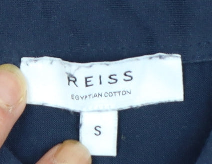 Reiss Men's Blue Egyptian Cotton Polo Shirt Size S Regular Fit