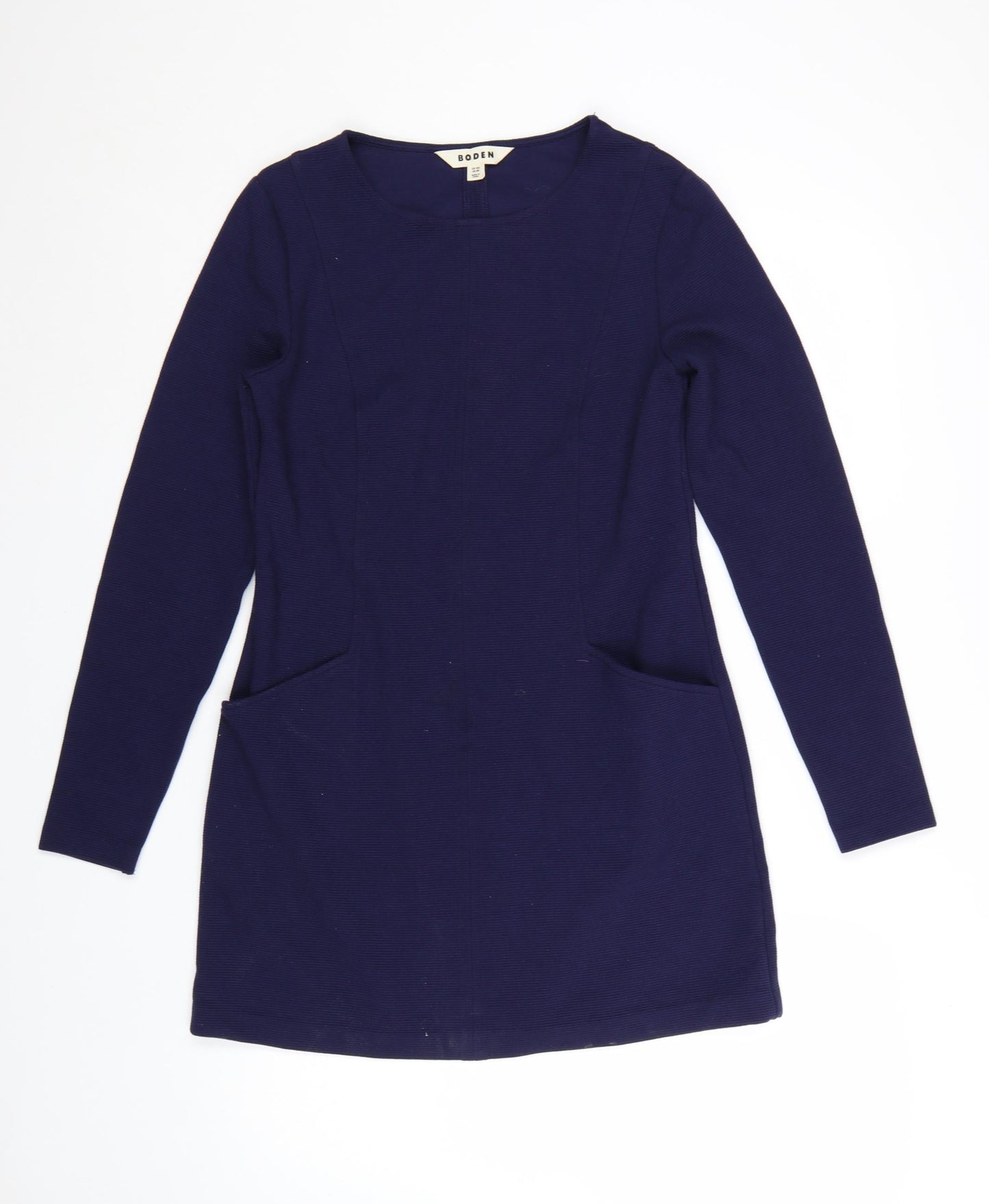 Boden Women Blue Shift Dress Size 10 Long Sleeve Stretch Cotton