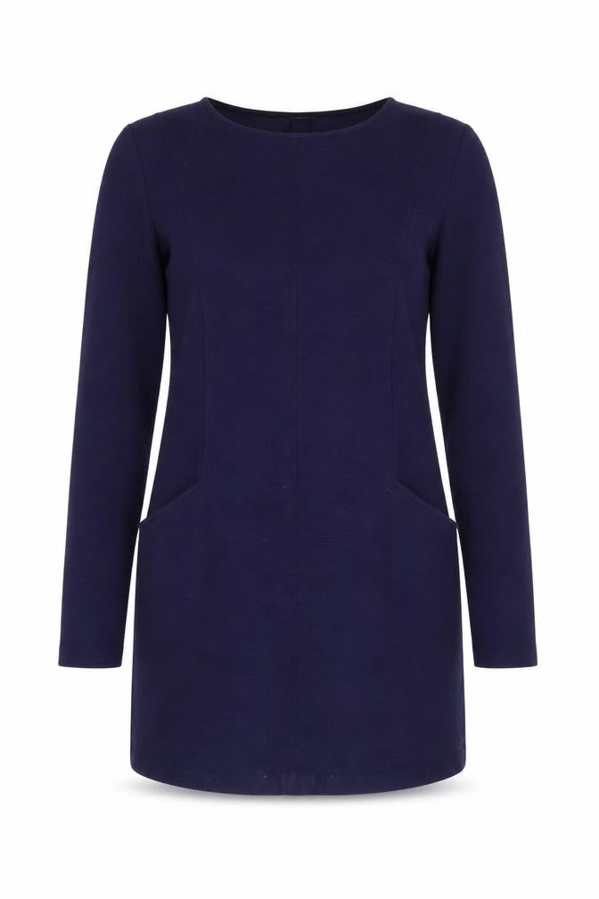 Boden Women Blue Shift Dress Size 10 Long Sleeve Stretch Cotton