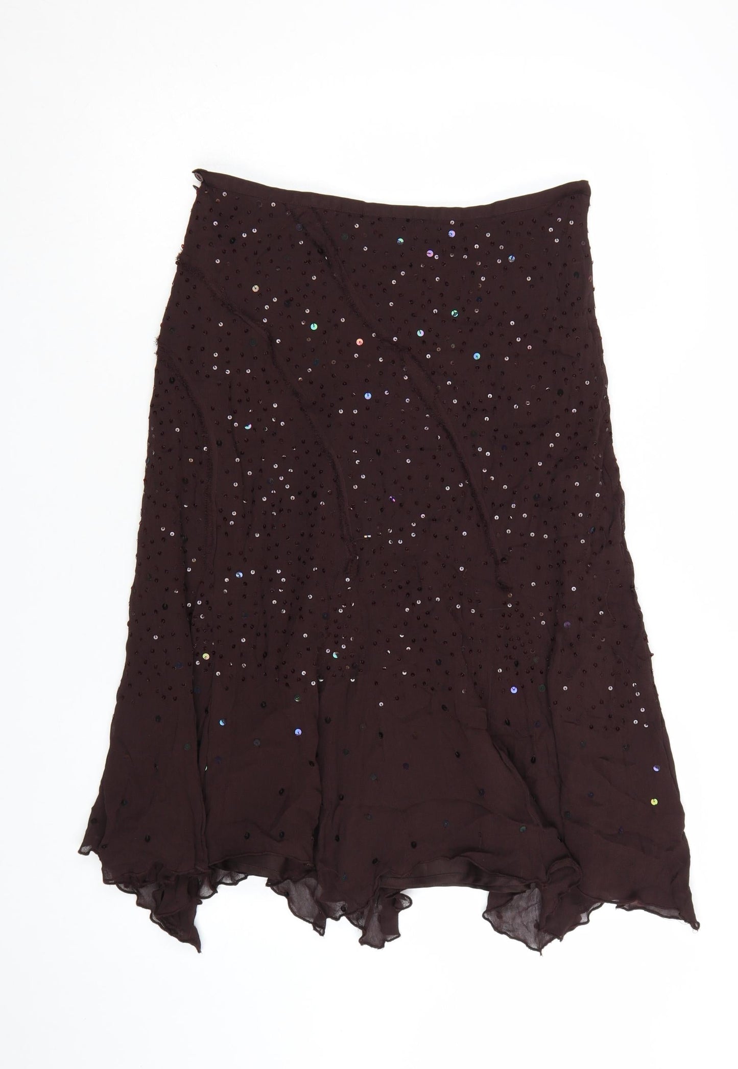 Wallis Women Brown Sequin Flare Midi Skirt Size 12
