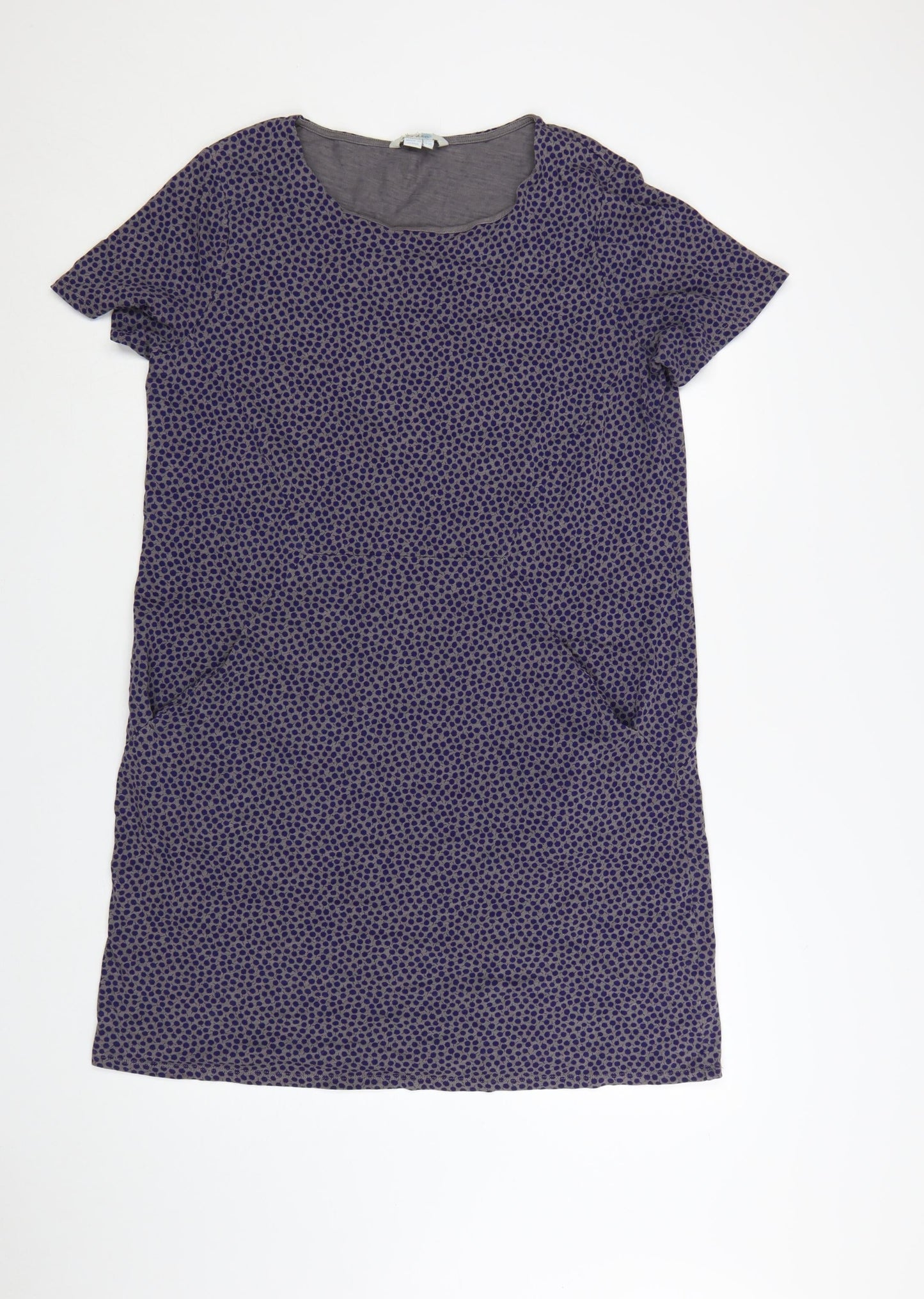 Boden Women Purple Polka Dot Cotton Shift Dress Size 16L Casual