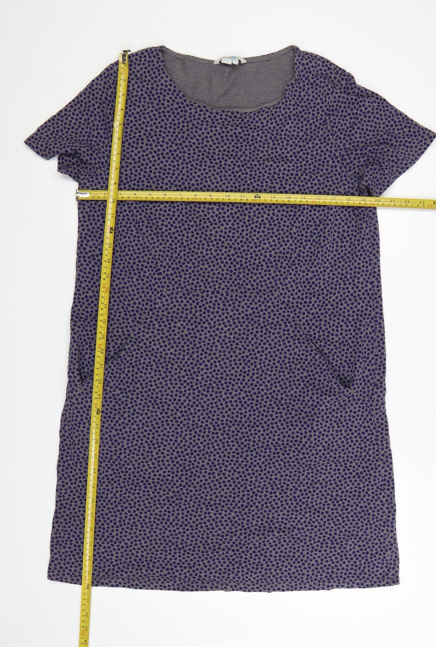 Boden Women Purple Polka Dot Cotton Shift Dress Size 16L Casual