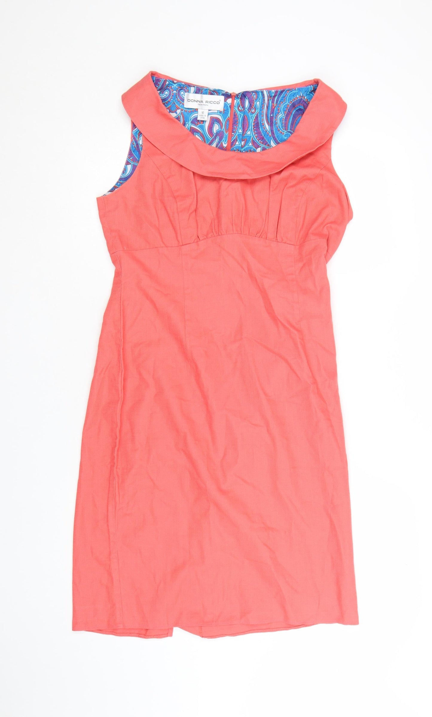 Donna Ricco Women’s Pink Cotton Knee Length Sheath Dress Size 10