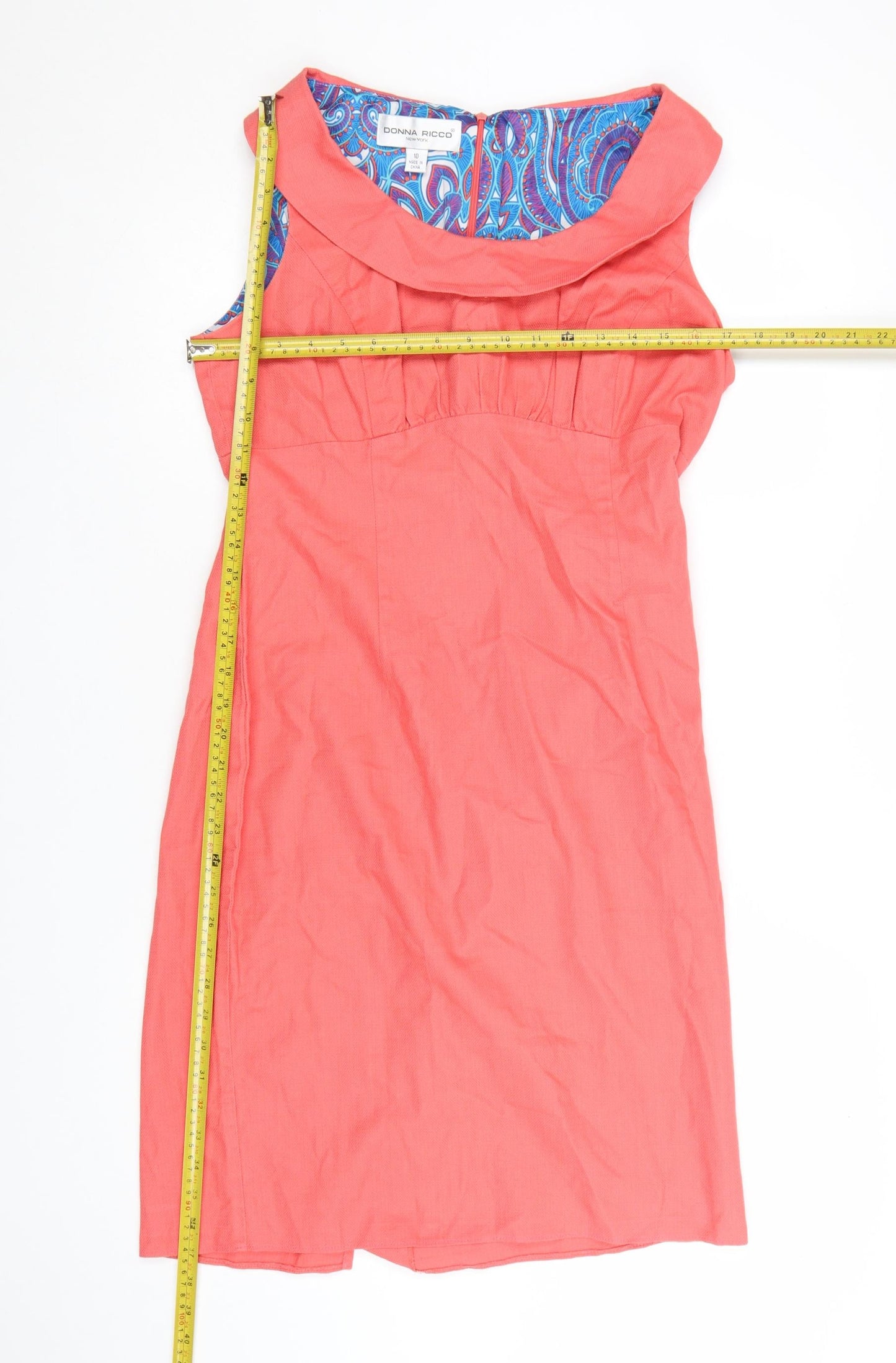 Donna Ricco Women’s Pink Cotton Knee Length Sheath Dress Size 10