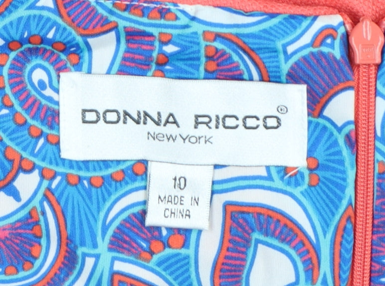 Donna Ricco Women’s Pink Cotton Knee Length Sheath Dress Size 10
