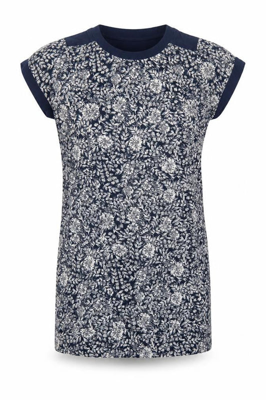 Monsoon Women Blue Floral Shift Dress Size 10 Short Sleeve Viscose