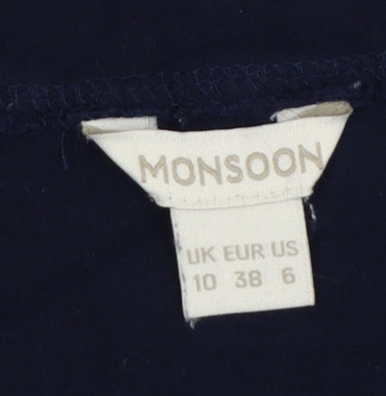 Monsoon Women Blue Floral Shift Dress Size 10 Short Sleeve Viscose