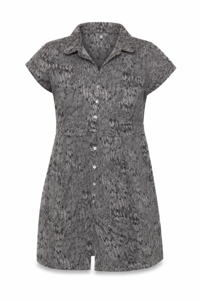 White Stuff Women Grey Cotton Shirt Dress Size 12 Short Sleeve Collared