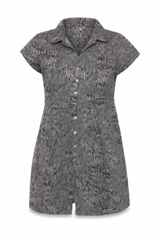 White Stuff Women Grey Cotton Shirt Dress Size 12 Short Sleeve Collared