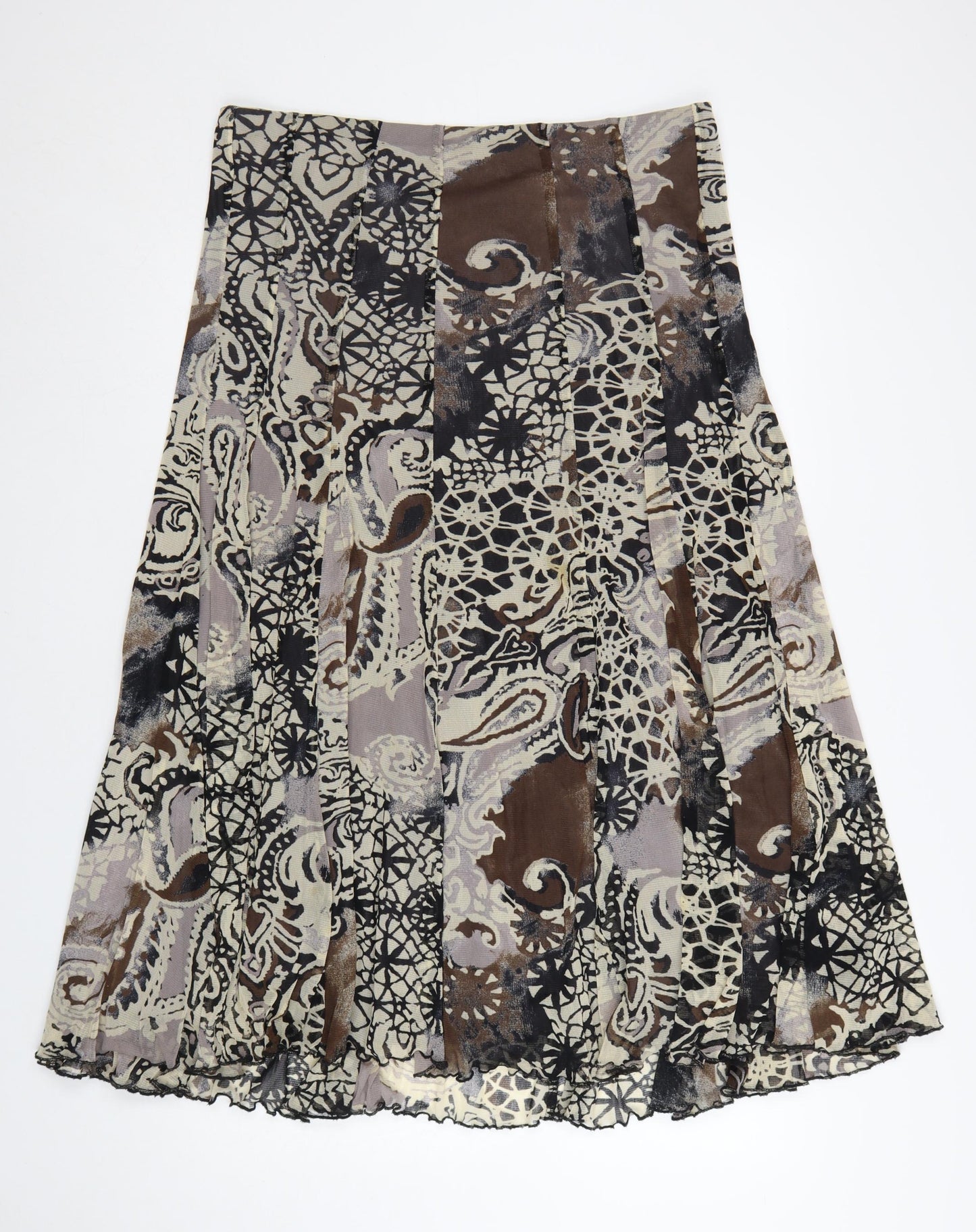 Chesca Womens Brown Geometric Midi A-Line Skirt Size 16