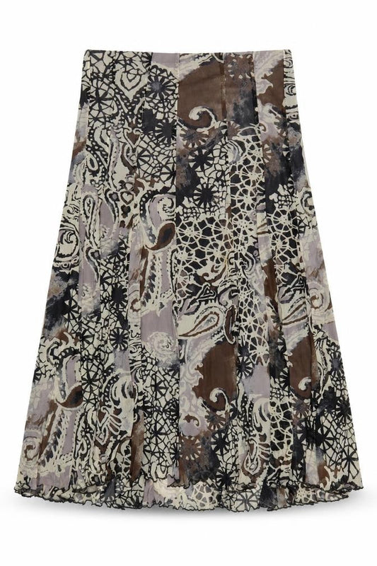 Chesca Womens Brown Geometric Midi A-Line Skirt Size 16