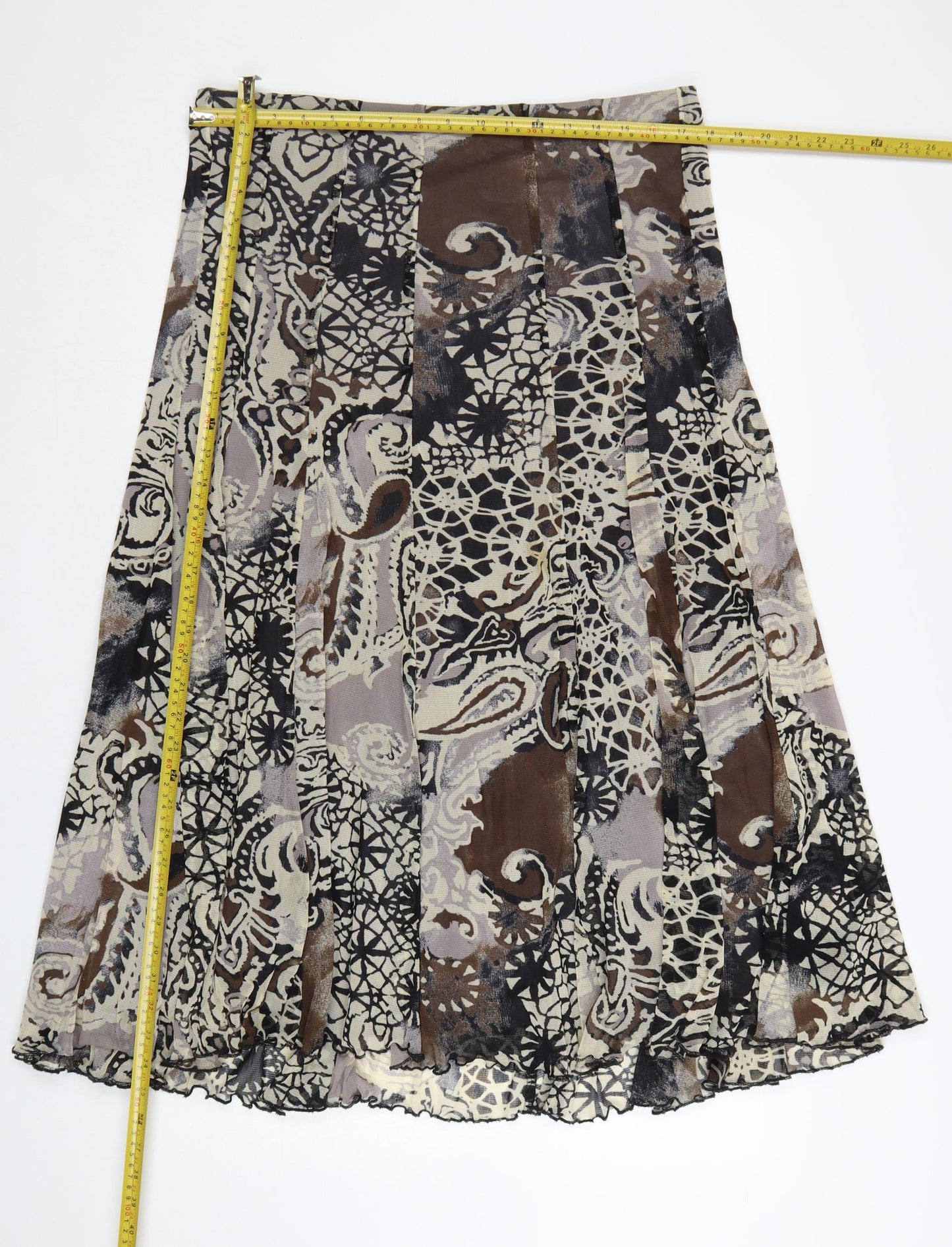 Chesca Womens Brown Geometric Midi A-Line Skirt Size 16