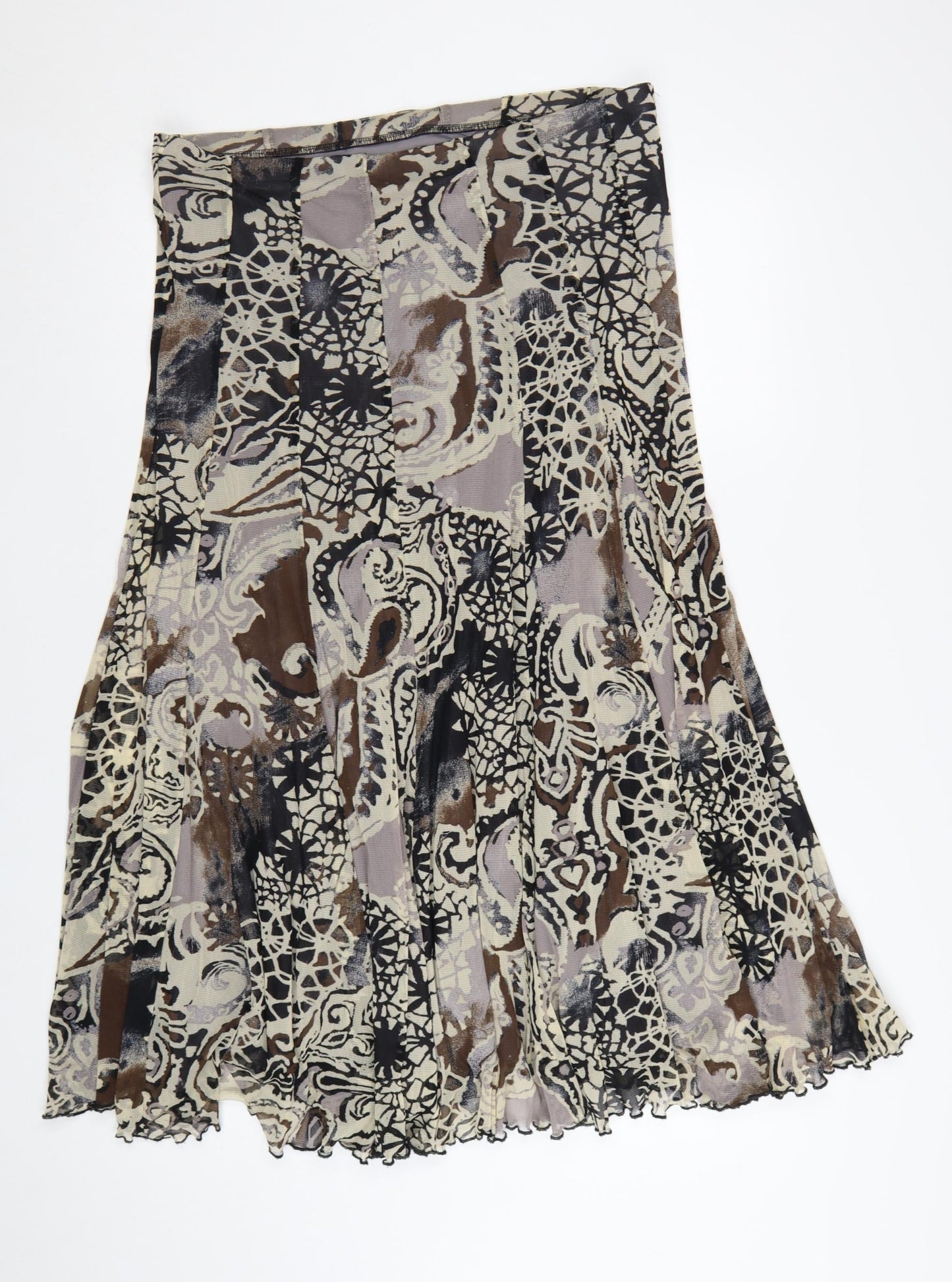 Chesca Womens Brown Geometric Midi A-Line Skirt Size 16
