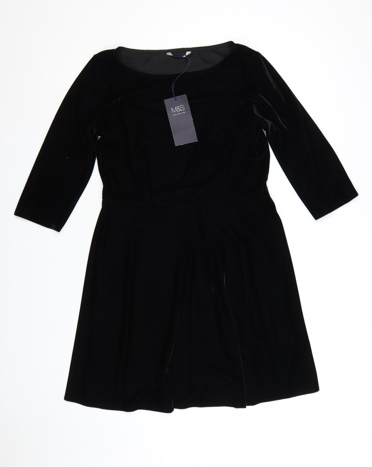 Marks and Spencer Women’s Black Velvet Fit & Flare Dress Size 12