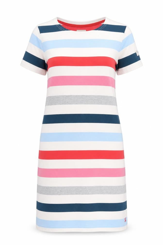 Joules Women’s Multicoloured Striped Cotton T-Shirt Dress Size 12