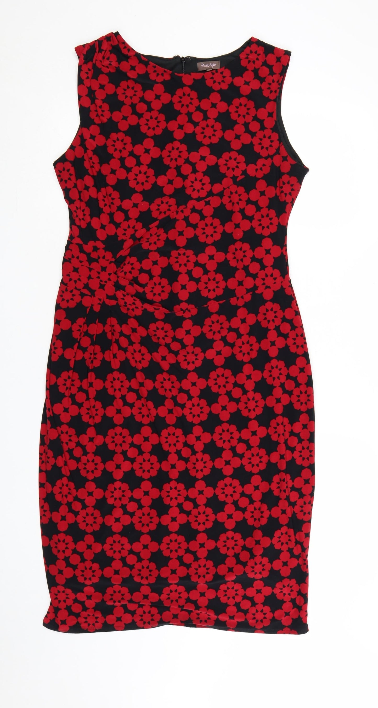 Phase Eight Women Red Floral Sheath Dress Size 16 Sleeveless