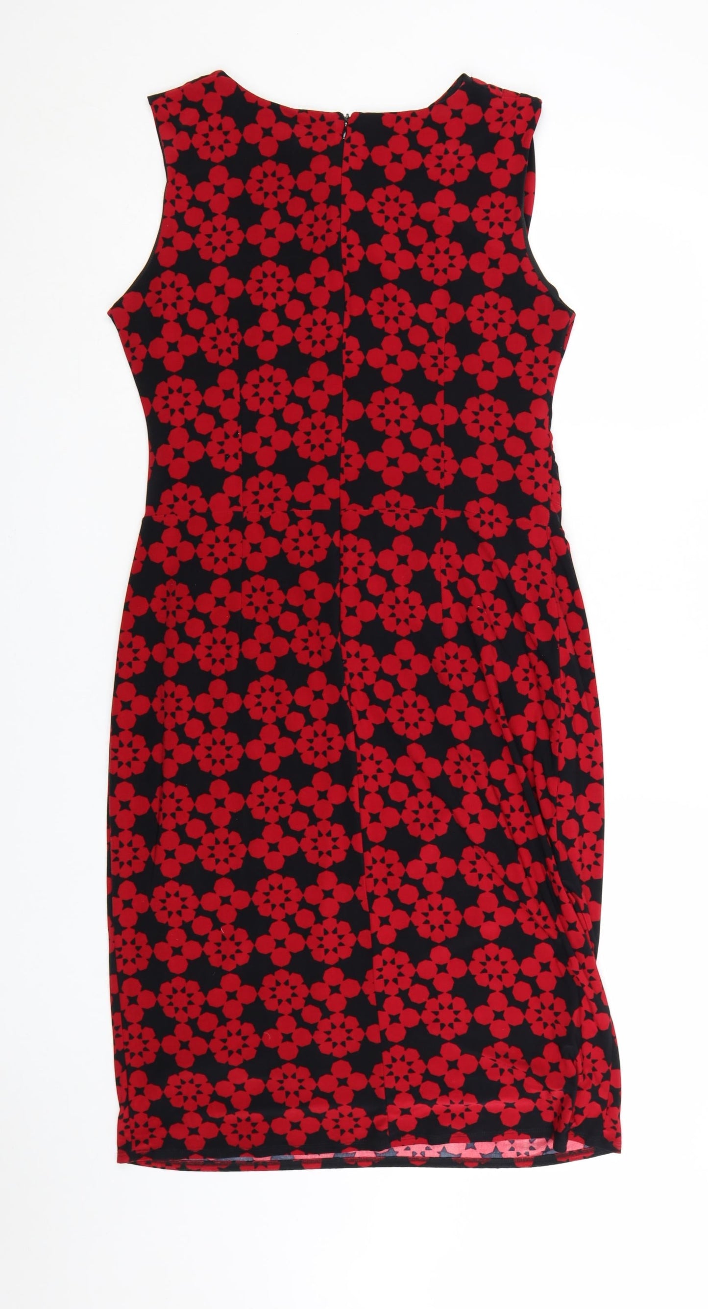 Phase Eight Women Red Floral Sheath Dress Size 16 Sleeveless
