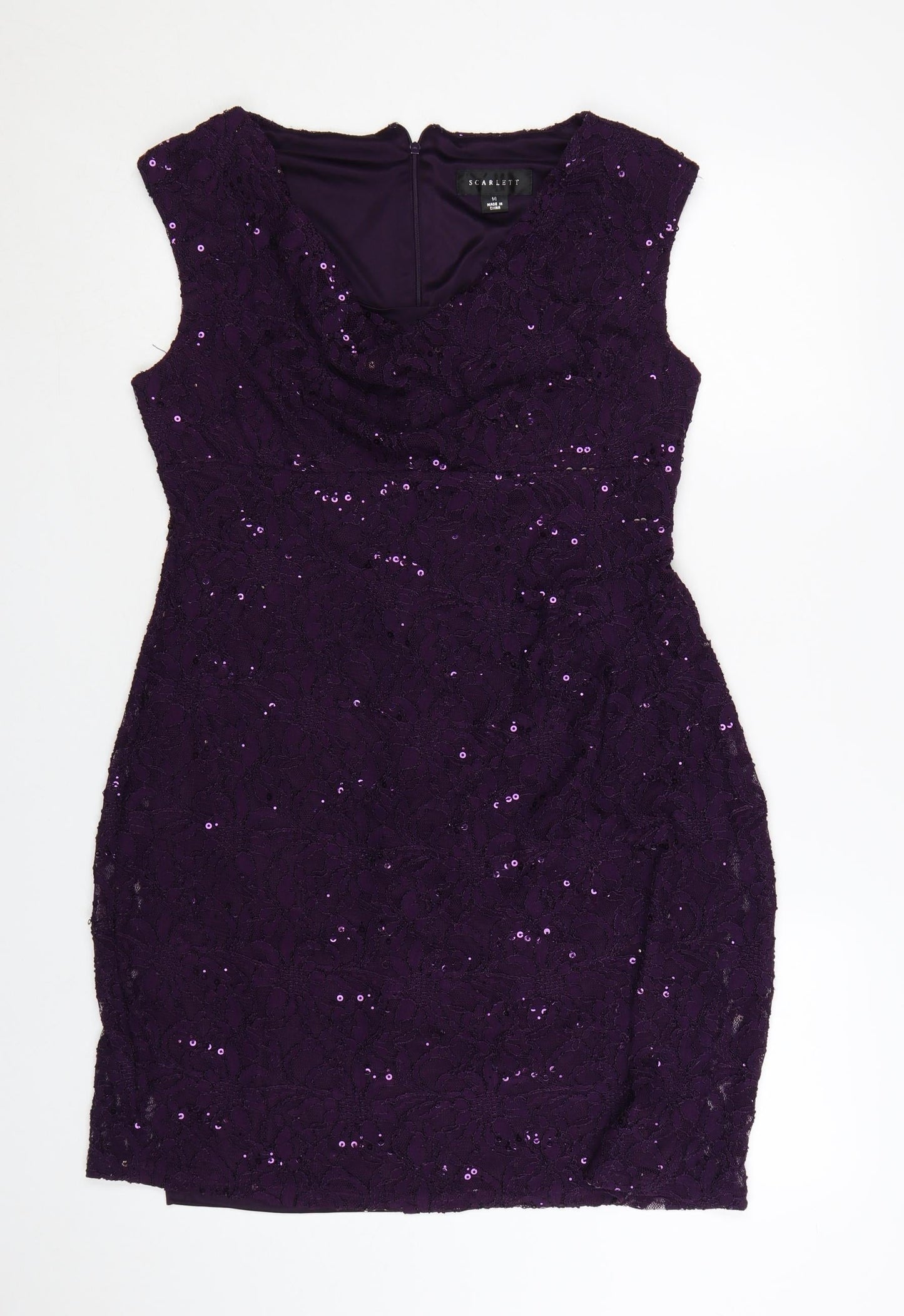 Scarlett Women Purple Sequin Lace Bodycon Dress Size 14