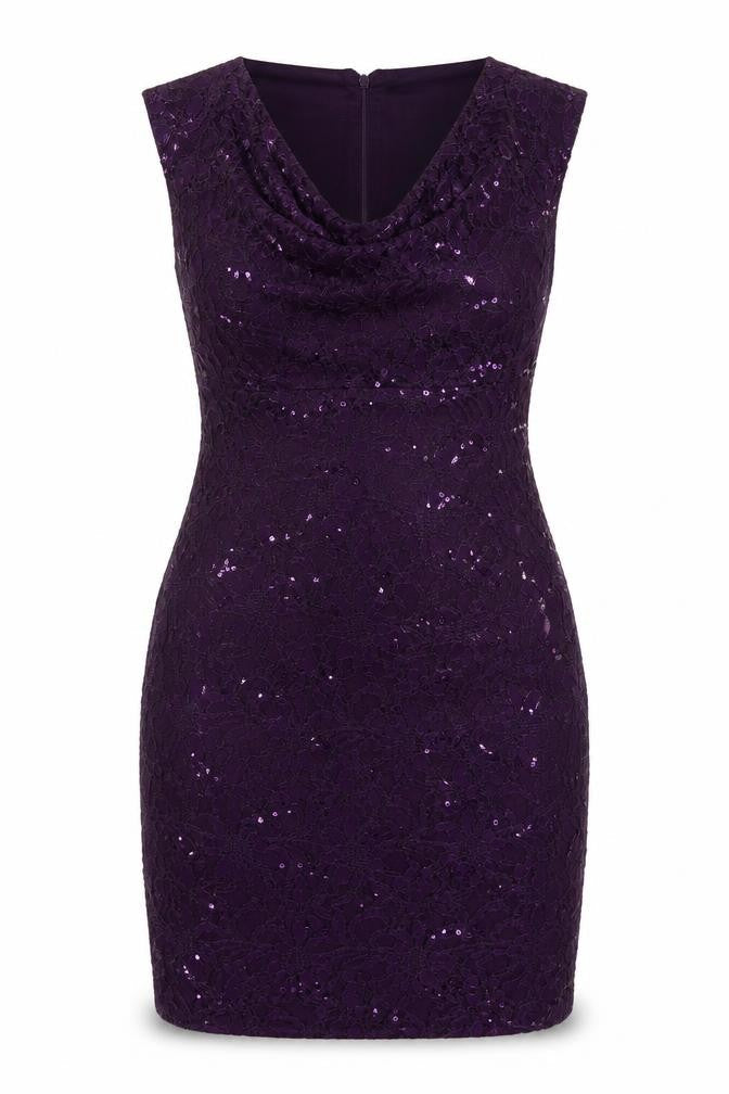 Scarlett Women Purple Sequin Lace Bodycon Dress Size 14