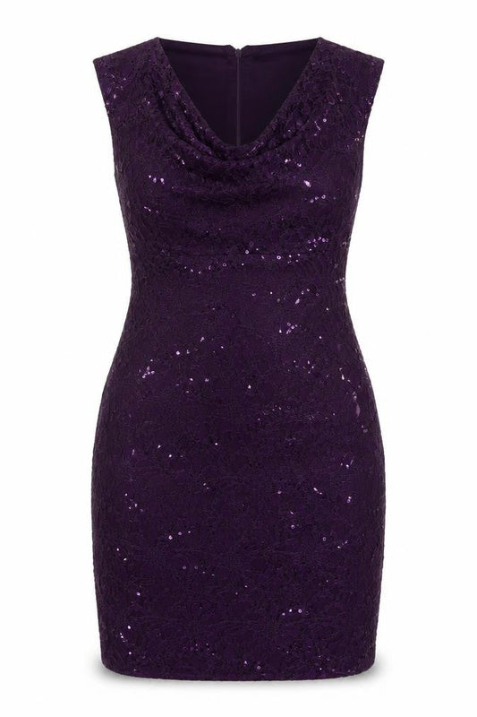 Scarlett Women Purple Sequin Lace Bodycon Dress Size 14