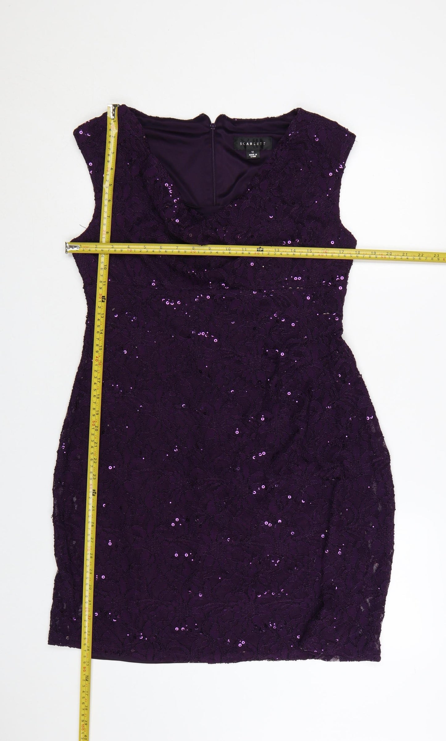 Scarlett Women Purple Sequin Lace Bodycon Dress Size 14