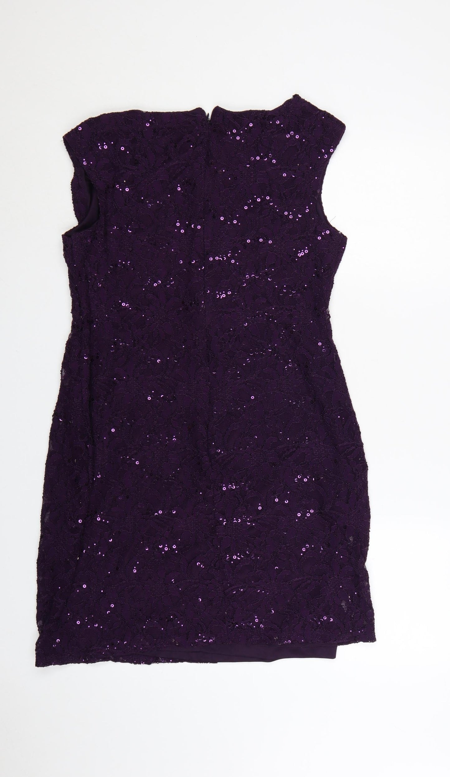 Scarlett Women Purple Sequin Lace Bodycon Dress Size 14