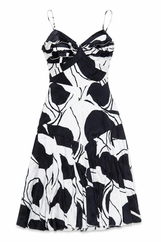 Elements Amanda Wakeley Womens Black White Fit & Flare Dress Size 12
