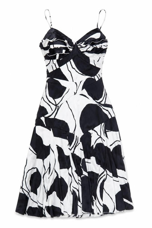 Elements Amanda Wakeley Womens Black White Fit & Flare Dress Size 12