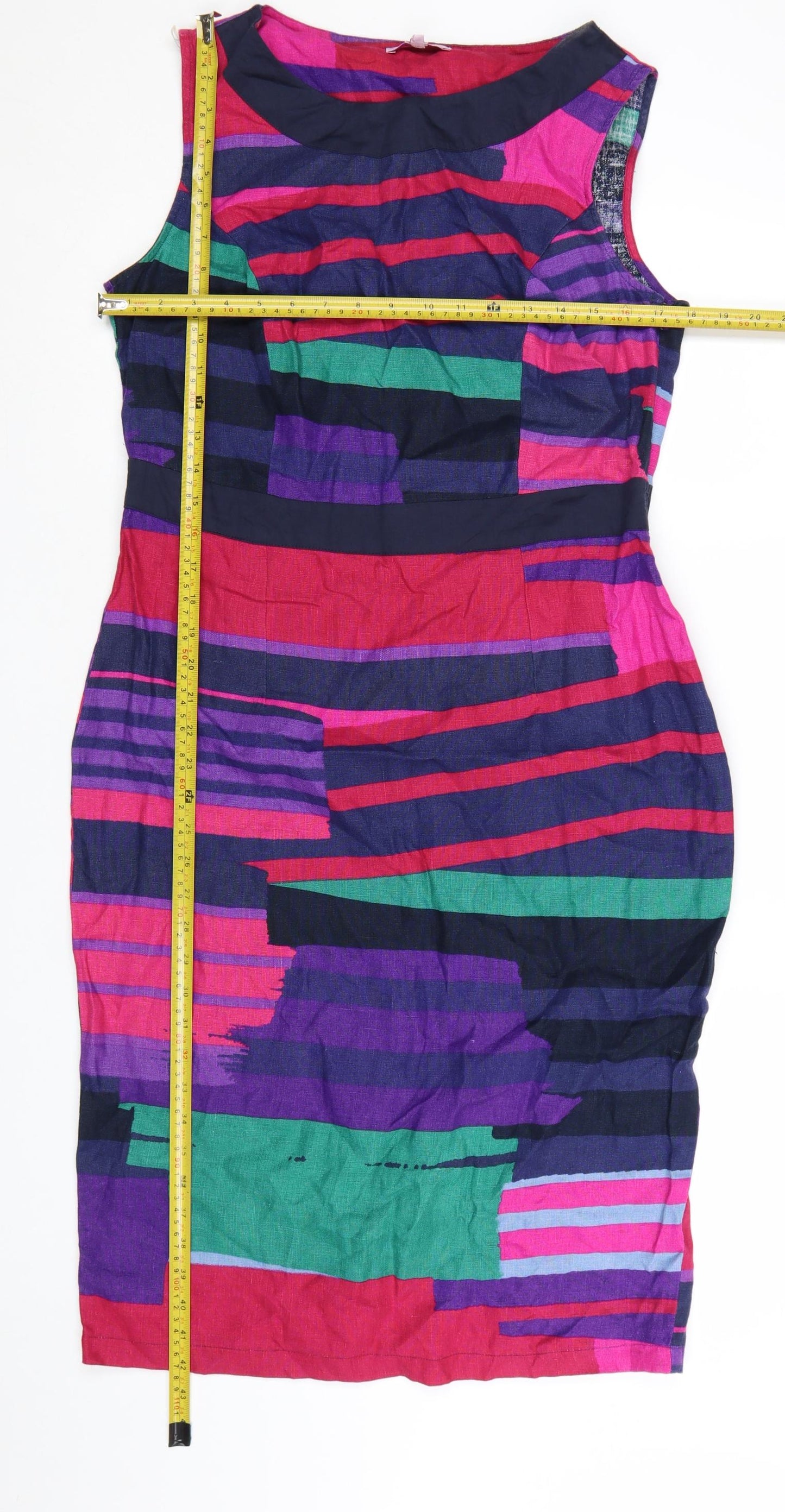 Marks and Spencer Per Una Women's Multicoloured Size 14 Linen Sheath Dress