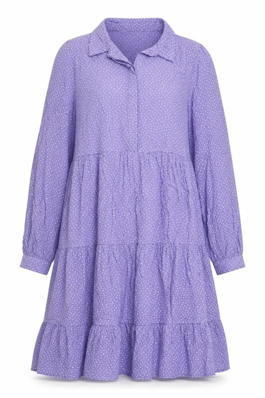 Monki Women Purple Polka Dot Cotton Shirt Dress L