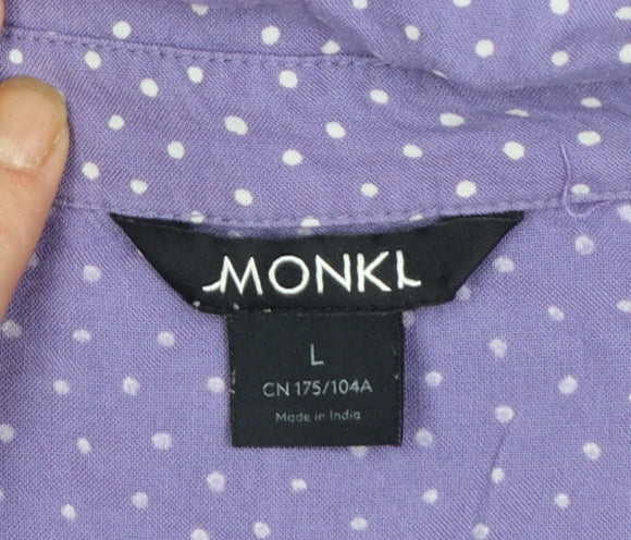 Monki Women Purple Polka Dot Cotton Shirt Dress L