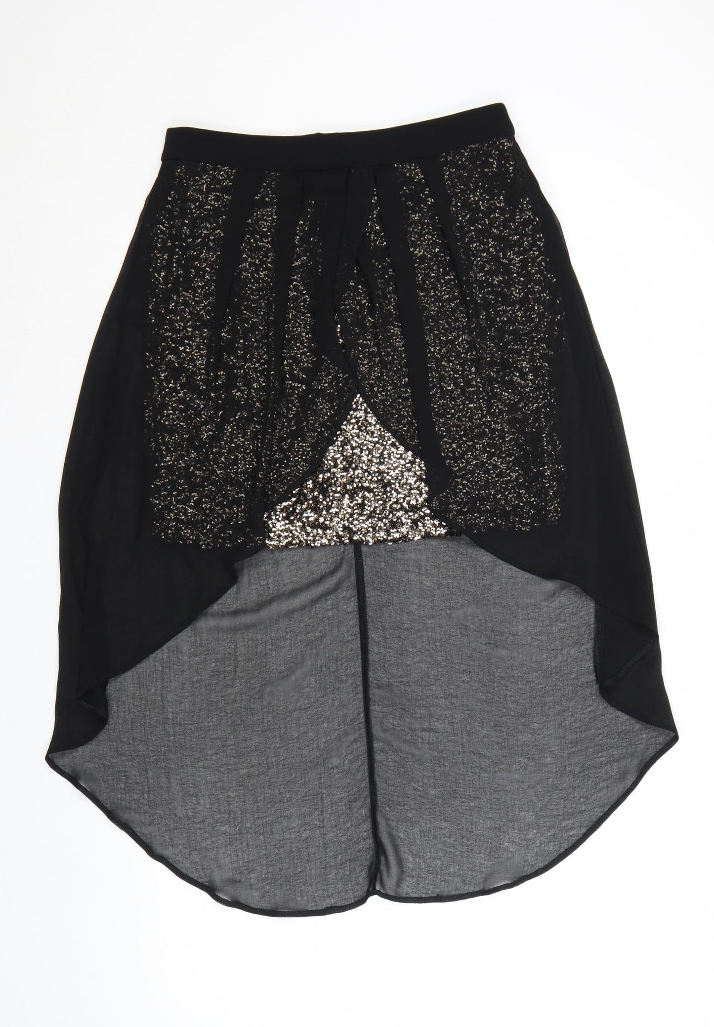 Lipsy London Women's Black Sequin Asymmetric Midi Skirt Size 10