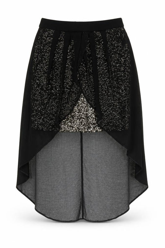 Lipsy London Women's Black Sequin Asymmetric Midi Skirt Size 10