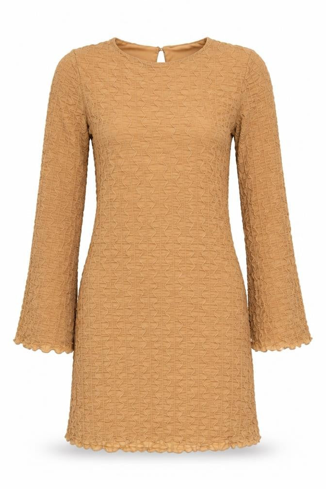 New Look Women Beige Size 10 Bodycon Bell Sleeve Short Dress