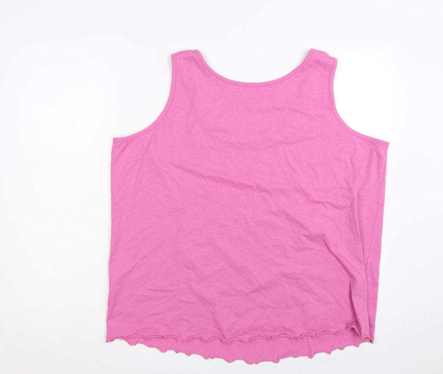 Joe Browns Women’s Pink Ruffle Trim Cotton Tank Top Size 20