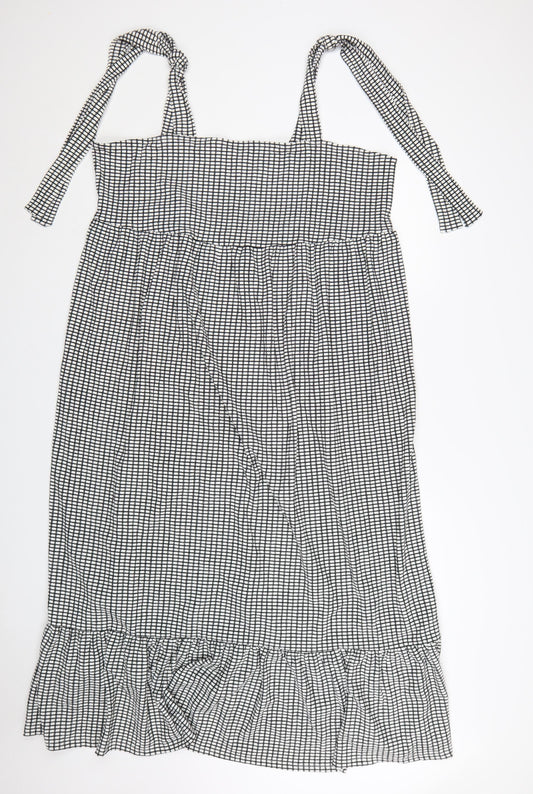 Marks and Spencer Women’s Black Check Tall Midi Slip Dress Size 20