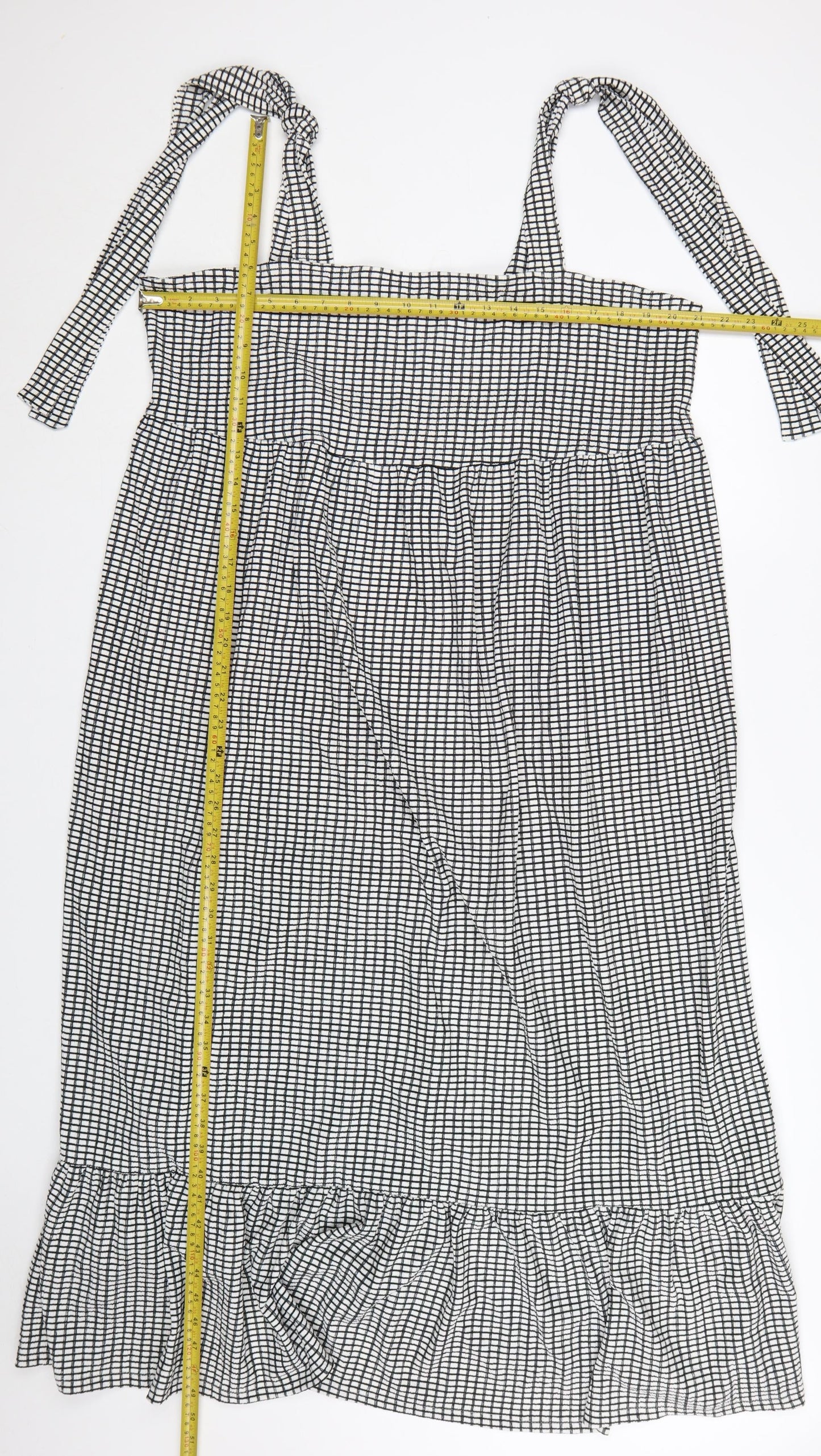 Marks and Spencer Women’s Black Check Tall Midi Slip Dress Size 20